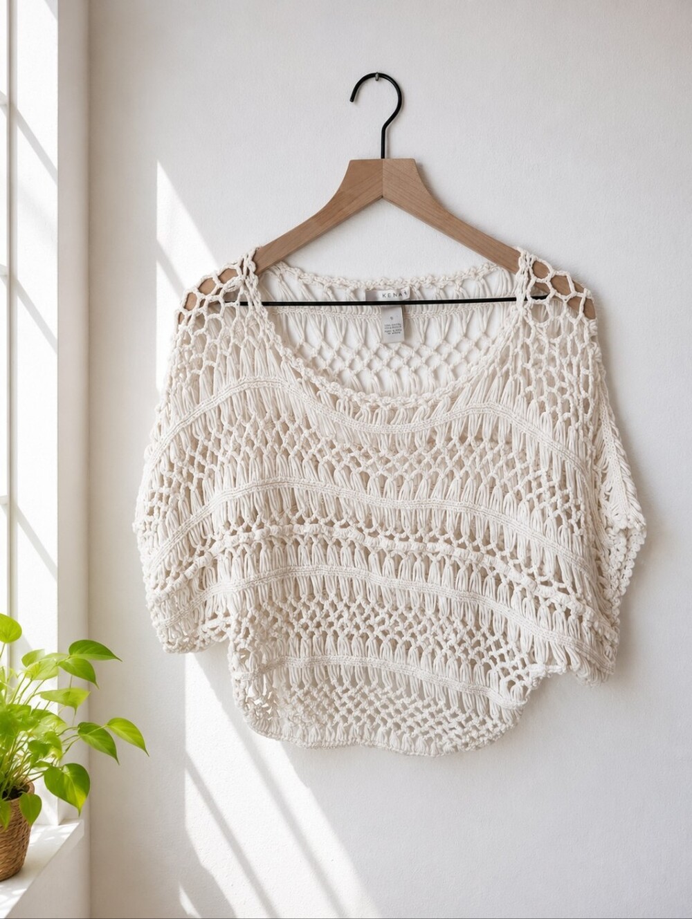 KENAR Crochet Knit Cropped Sweater – Women's Small | Bohemian